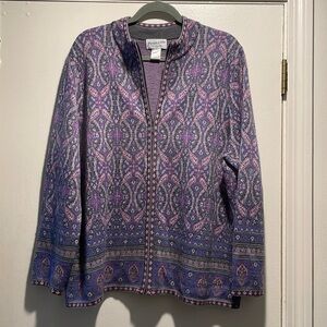 Pendleton Womens Zippered Cardigan Sweater Classic 100% Virgin Wool